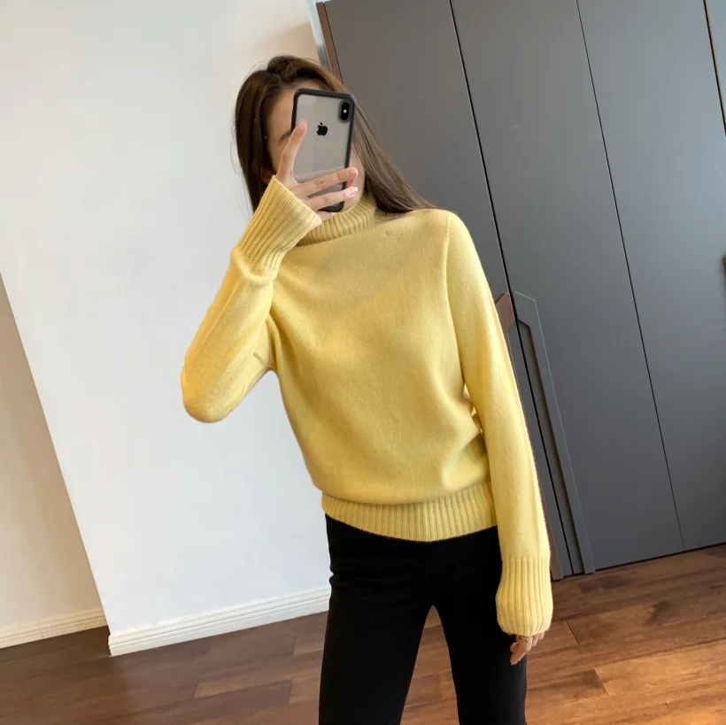 

Turtleneck Pullovers Sweaters Primer shirt long sleeve Short Korean Slim-fit tight sweater one