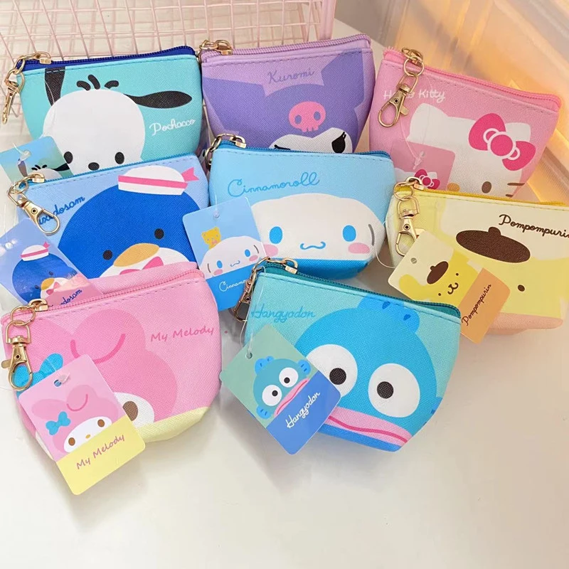 

Милый мультяшный кошелек Hello Kitty Kuromi Melody Cinnamoroll Purin на молнии, ПУ, кошелек для монет, сумка для карт, брелок, кошелек для девочек, подарок