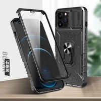 rugged armor slide camera lens phone case for iphone 13 12 pro max mini bumpers kickstand cover push cam shell full body