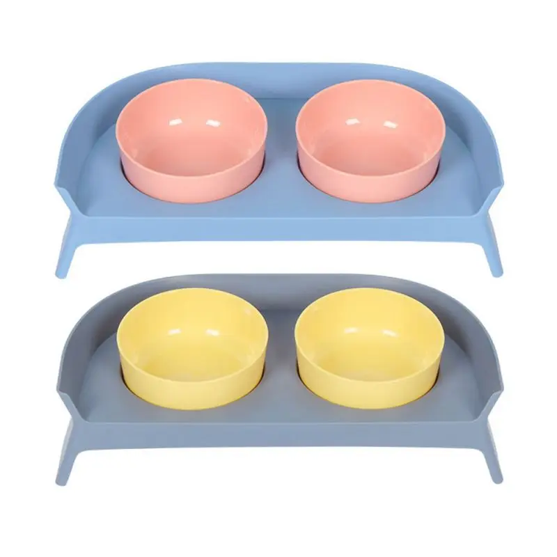 

Raised Pet Dish Double Dog Cat Bowls Pet Dry Food Dispenser Plastic for Dog Cats Elevated Dog Cat Bowls Pet Bowl Stand Brand New