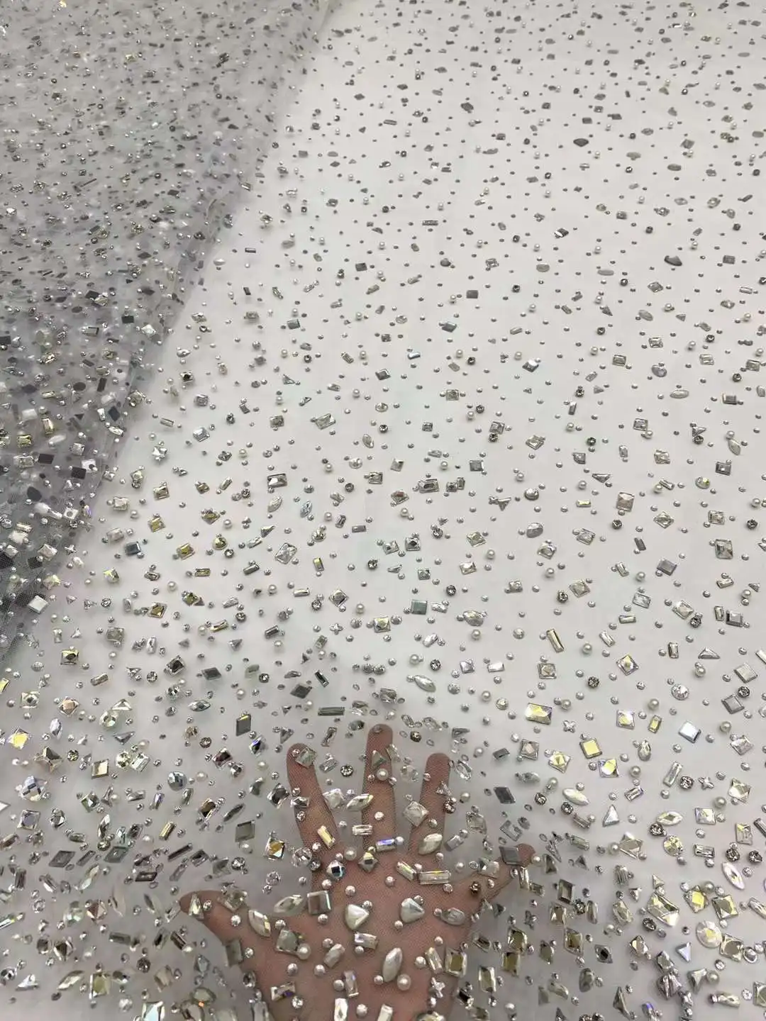 

Ткань Madison-Lace с камнями для свадебного платья, роскошное вечернее платье, французское кружево, 5 ярдов