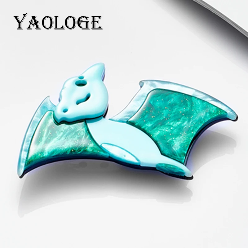 

YAOLOGE Lovely Flying Dinosaur Woman Brooch Acrylic Material Light Green Color Cute Animal Girls Pins Brooches on Bags Clothing