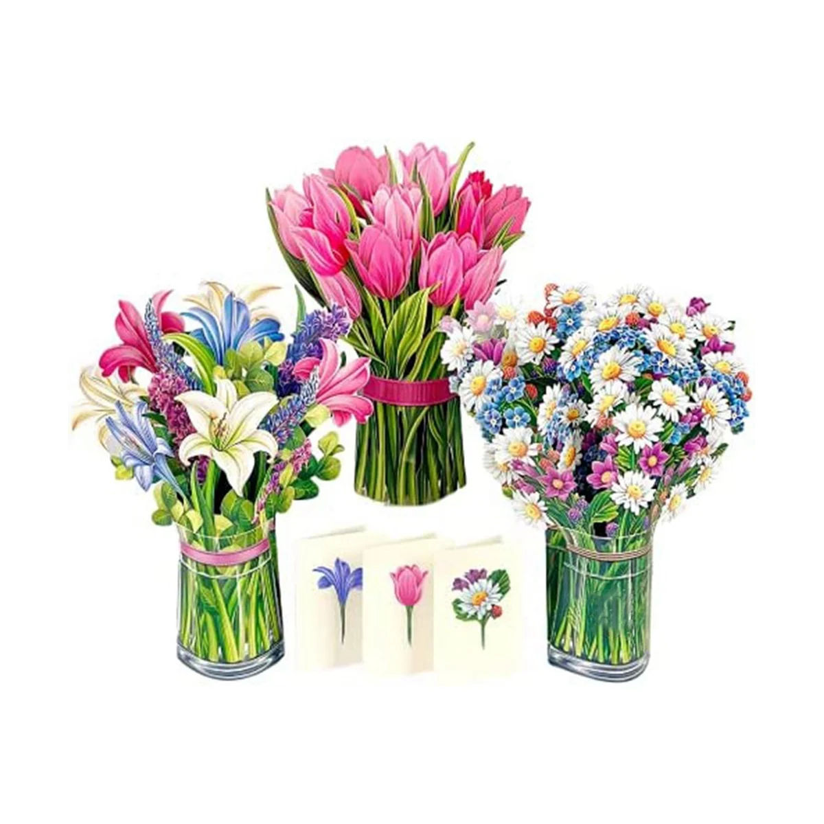 

pop-up Cards, Life Sized Forever Flower Bouquet 3D Popup Greeting Cards with Note Card and Envelope