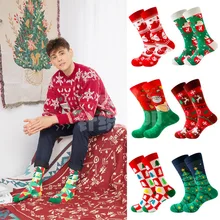 2022 Christmas New Products Santa Claus Men's Socks In The Tube Socks Elk Women's Christmas Tree Tide Socks Geometric Snowman 