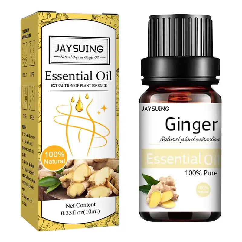 

10ML Natural Ginger Oil Promote Metabolism Full Body Slim Massage Oils Lymphatic Drainage Therapy Anti-aging Plant Essential Oil