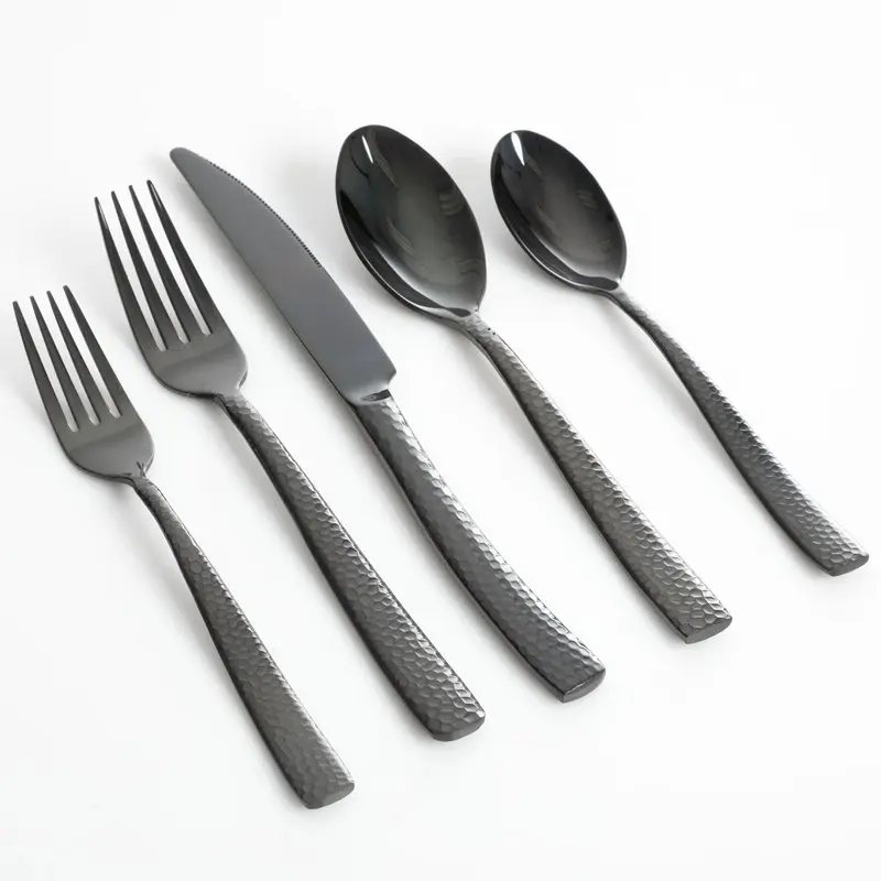 

Beautiful Modern and Stylish 79575.2 Stonehenge 20 Piece Flatware Cutlery Set - Perfect Look for Any Tabletop with Black Handles