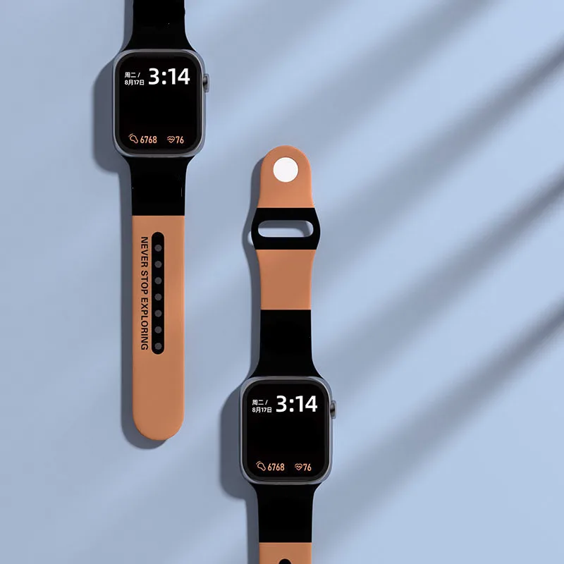 Силиконовый ремешок для Apple watch band 44 мм 45 мм 42 мм, роскошный  браслет для наручных часов 40 мм 38 мм 41 мм, correa iwatch series 6 5 4 3  SE 7 | АлиЭкспресс