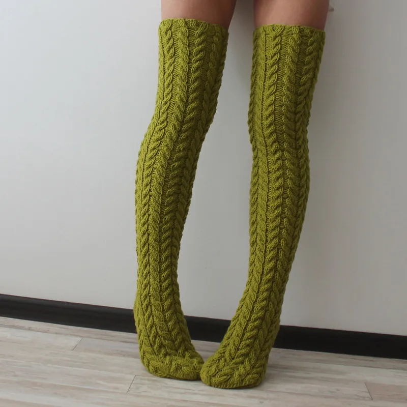 

Осенне-зимние теплые вязаные плотные женские чулки, однотонные повседневные чулки до колен, 5 цветов, оптовая продажа, новинка 2022