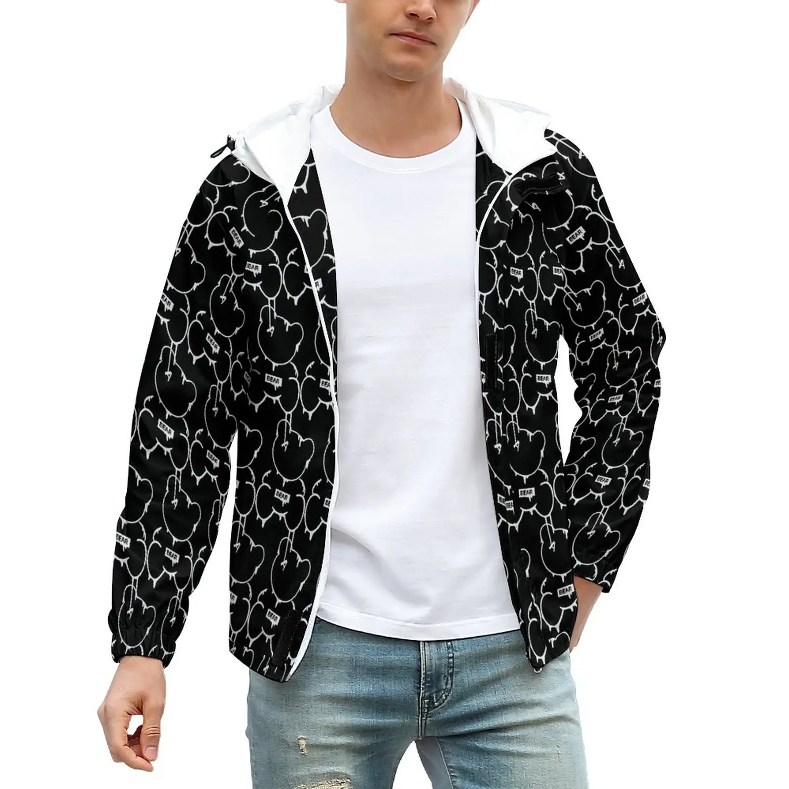 

Мужская зимняя куртка на молнии, с абстрактным принтом