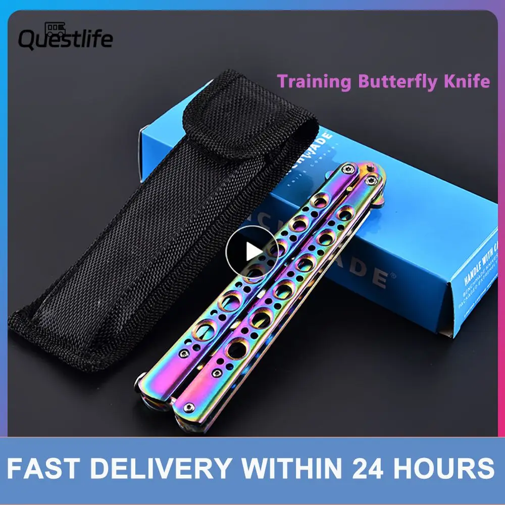 

Training Butterfly Knife Colorful Stainless Steel Folding Knife Butterfly Role Play Knife Tool Training Knife Without Edge Blunt