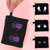 chest print pattern mini coin purse women canvas handbag with card earphone key dollar wallet storage pouch small makeup bag