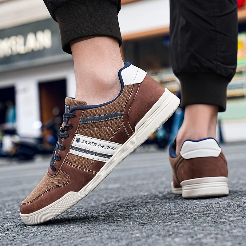 Мужские кроссовки с низким верхом коричневые дышащие Повседневная Удобная обувь