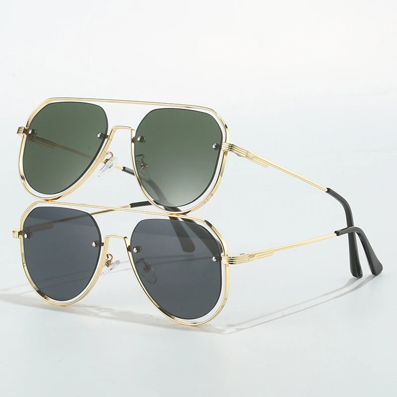 SO &amp EI новые женские солнцезащитные очки-пилоты с двойными мостами в стиле ретро
