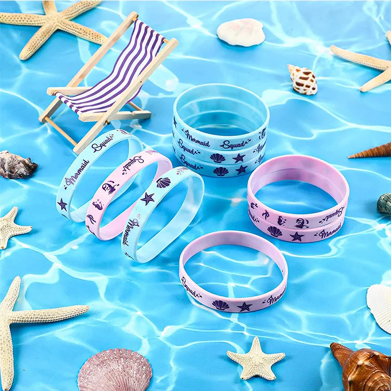 

Mermaid Silicone Bracelets Little Girl Mermaid Birthday Party Under the Sea Parti Gift Ocean Mermaid One 1st Birthday Babyshower