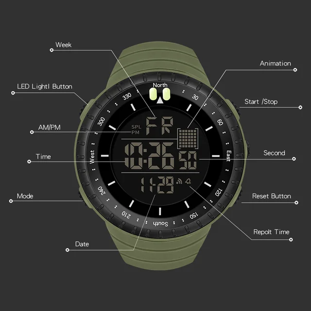 Sport Electronic LED Watch For Men - 50M 5