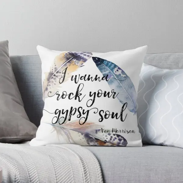 

Gypsy Soul Into The Mystic Lyrics Printing Throw Pillow Cover Square Sofa Hotel Waist Throw Fashion Fashion Pillows not include