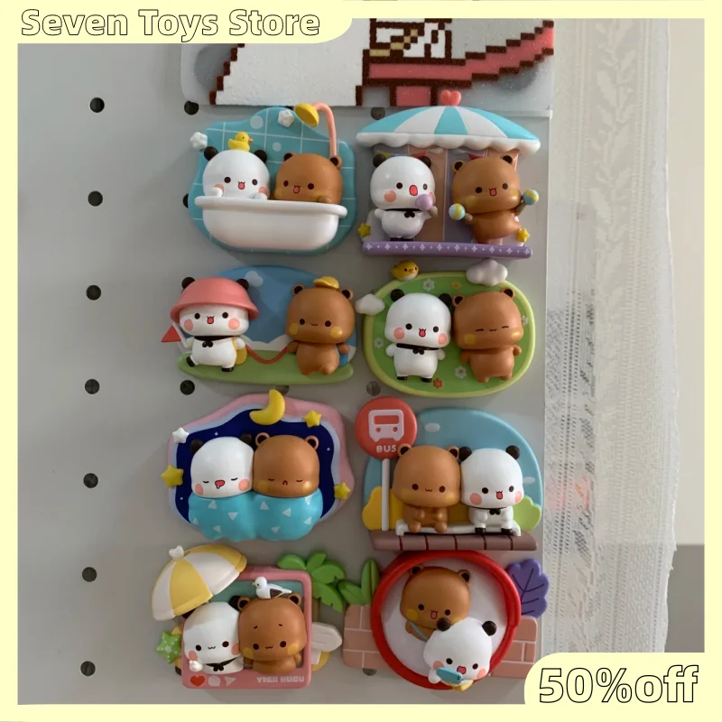 Фото Магнит на холодильник Vier Bubu In Stock Blind Box: Милая мультяшная панда, модная коллекционная фигурка, украшение для дома, подарок для женщин №3