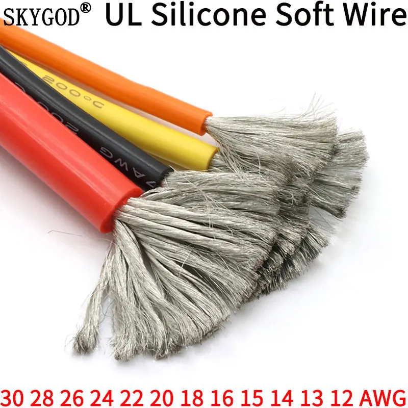 

1M/5M Heat-resistant cable 30 28 26 24 22 20 18 16 15 14 13 12 10 AWG Ultra Soft Silicone Wire High Temperature Flexible Copper