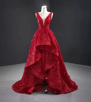 on zhu burgundy sequins evening gowns for women elegant long gown luxury 2022 wedding dubai party dress robe du soir%c3%a9e