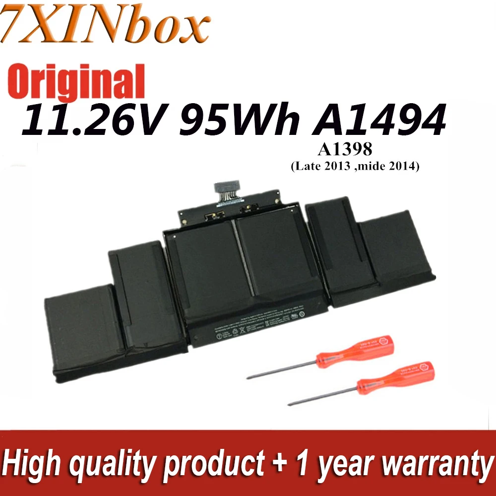 

7XINbox 11.26V 95Wh A1494 Original Laptop Battery For Apple Macbook Pro 15" Retina A1398 (Late 2013&Mid 2014)ME293 ME294 Series