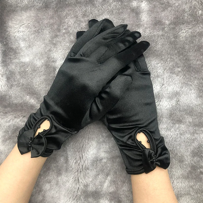 

Женские однотонные перчатки, атласные рукавицы для вождения для женщин, летние тонкие короткие перчатки, женская одежда для вечеринок, варежки