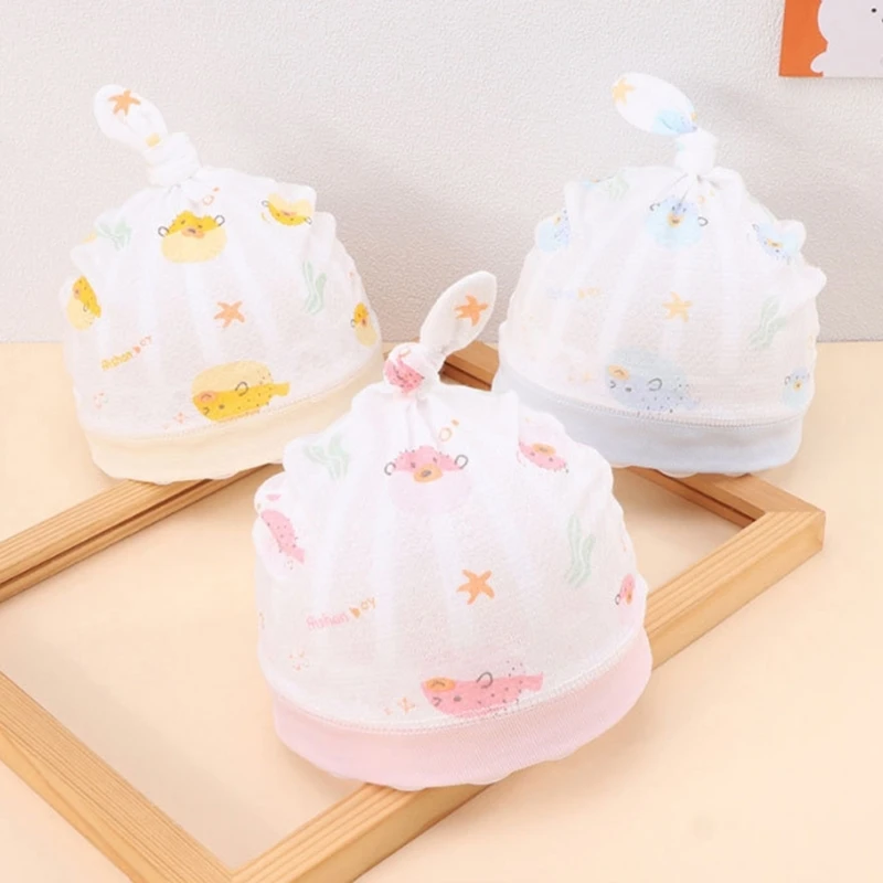 

0-4M Newborn Muslin Hat Summer Thin Baby Hospital Gender Neutral Infant Soft Turban Cotton Headwrap Head Accessories