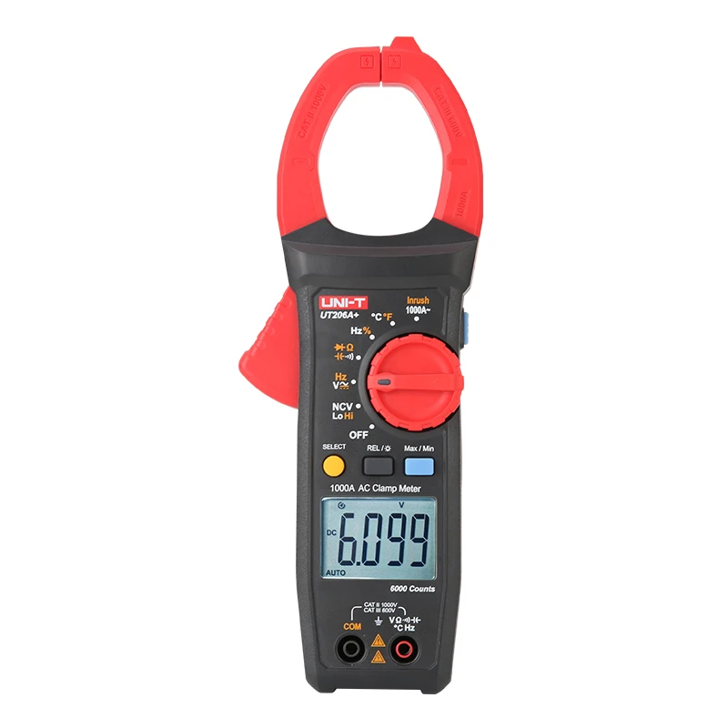 UNI-T Digital Clamp Meter UT205A+ UT206A+ 1000V AC DC Voltage 1000A Current Auto Range Temp Resistance Multimeter Ammeter Tester