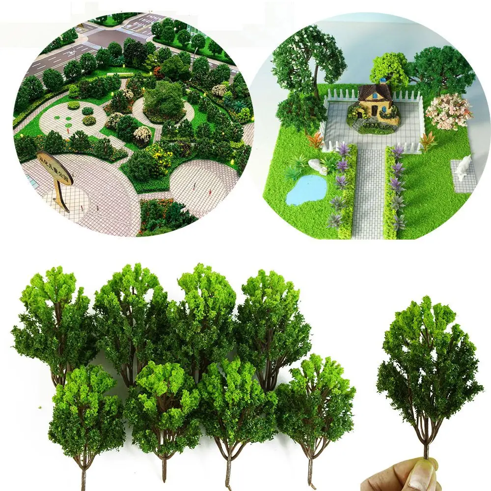 

28PCS DIY Layout Festive Party Decor Toys Train Railroad Street Park Trees Model Scenery