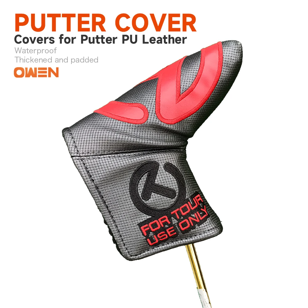

Golf Putter Cover Waterproof High-grade PU Surface Thickened Plush Inside Magnetic Buckle Golf Putter Headcover Accessory