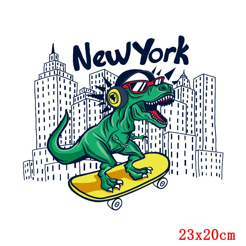 Мультяшные нашивки с динозавром термотрансферные рисунком животного на одежду в