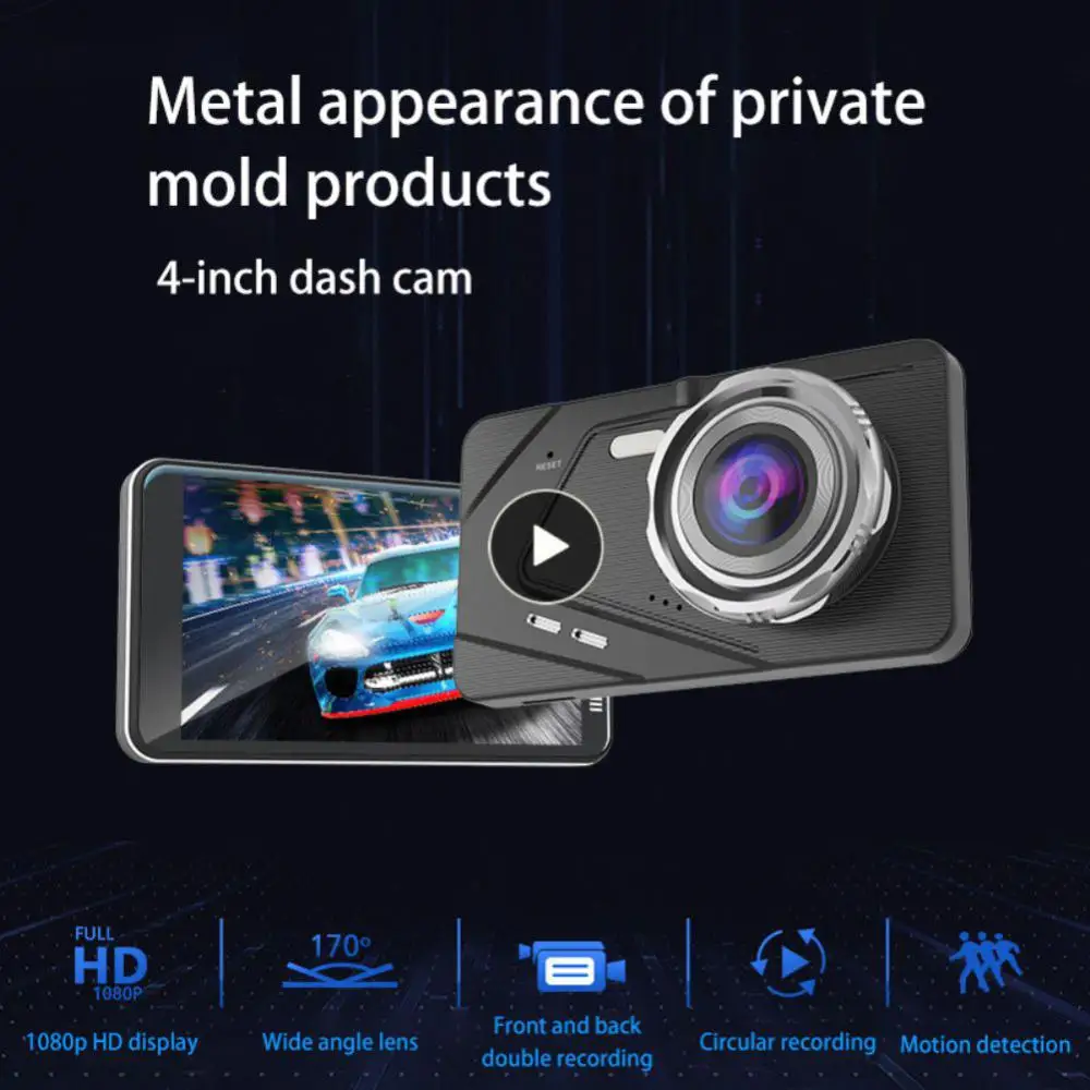 

4-inch Video Recorder Car Front And Rear Dual Lens 170 Degree Wide-angle Dash Camera High-definition Display Zinc Alloy
