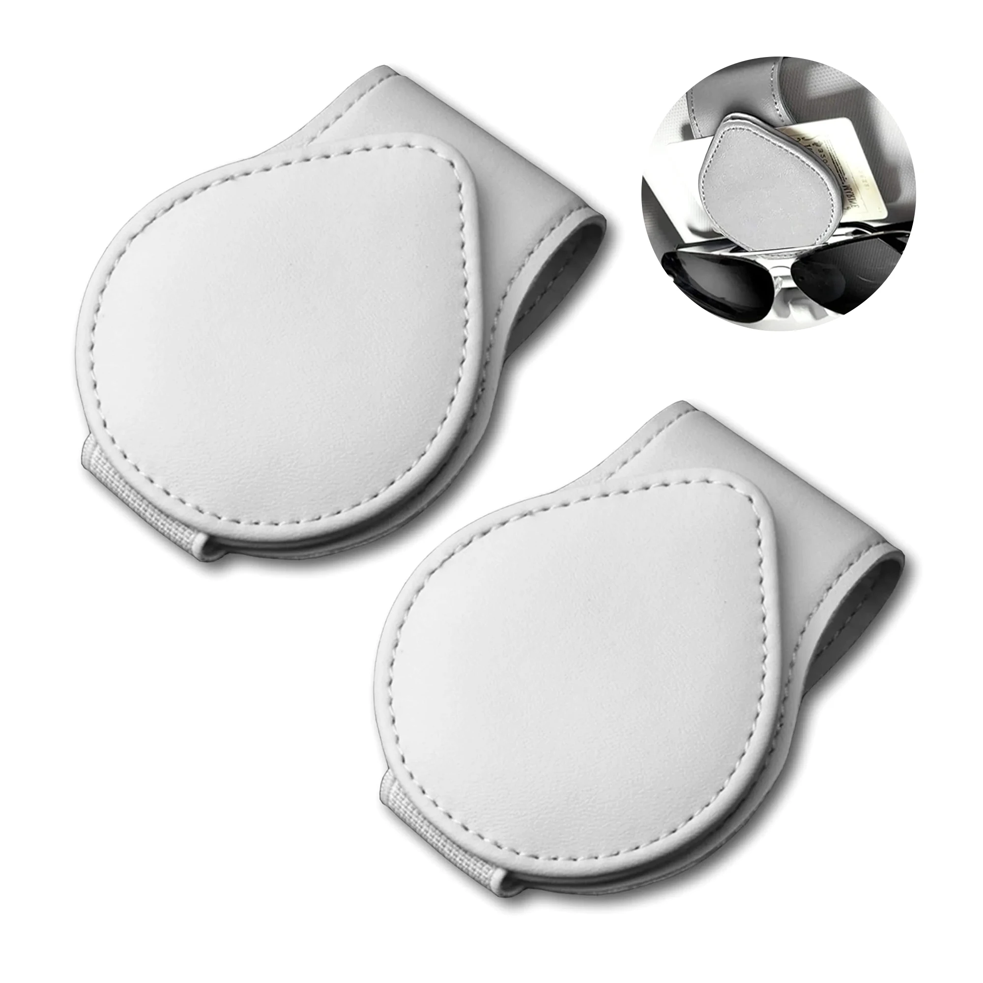 

2 Pack Glasses Holder for Car Sun Visor, Universal Leather Car Sunglasses Holder, Magnetic Car Visor Glasses Holder (Grey)