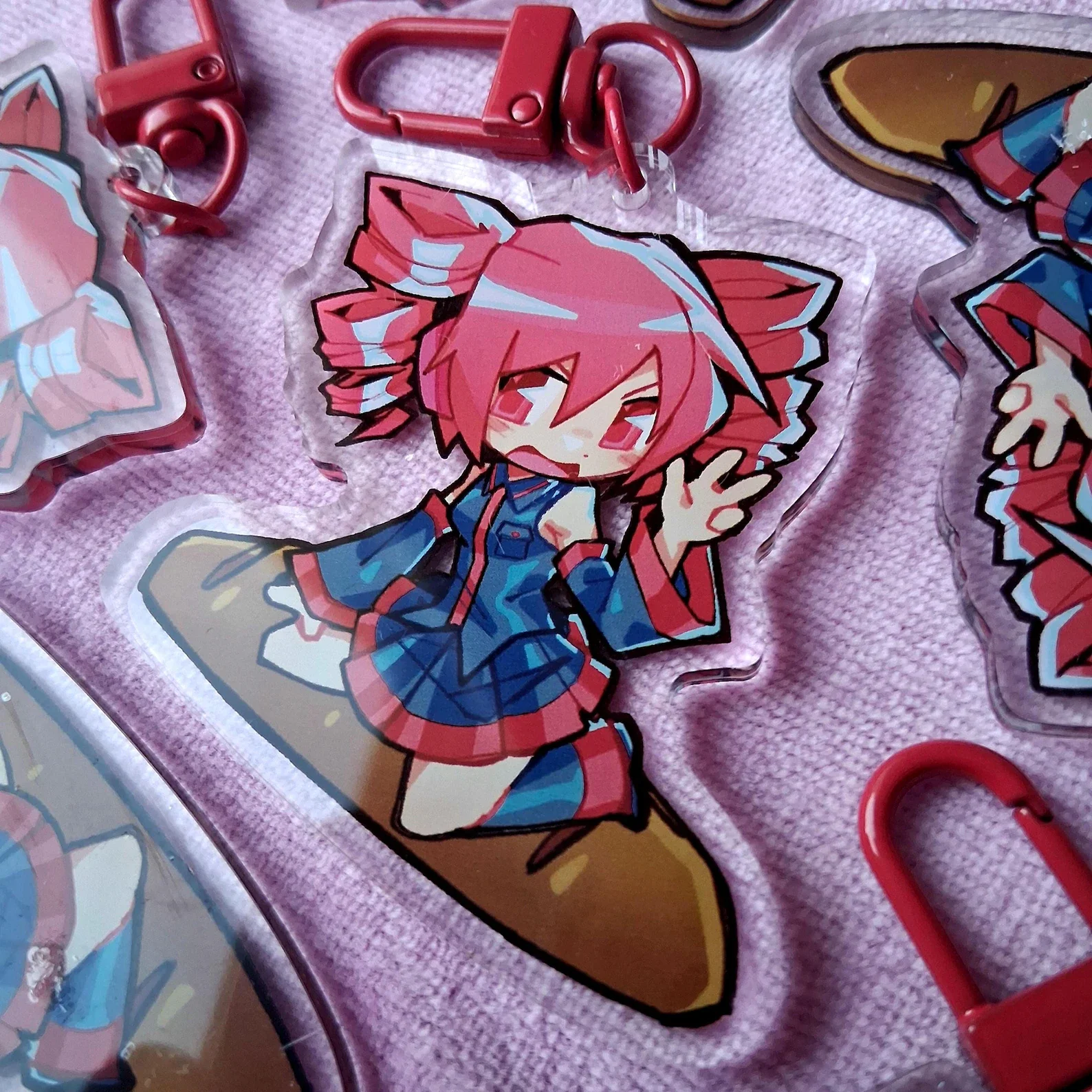 Фото Милый акриловый брелок с фан-артом Касане Тето, аниме Vocaloid UTAU, двусторонний прозрачный кулон-подвеска с принтом, для сумки, на молнию, подарок №3