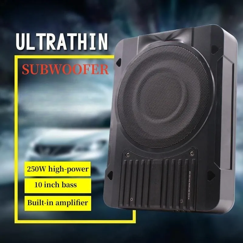 

Автомобильный сабвуфер 12 В 500 Вт 10 дюймов, активный ультратонкий сабвуфер, автомобильный аудиосабвуфер, мощный динамик, встроенный усилитель