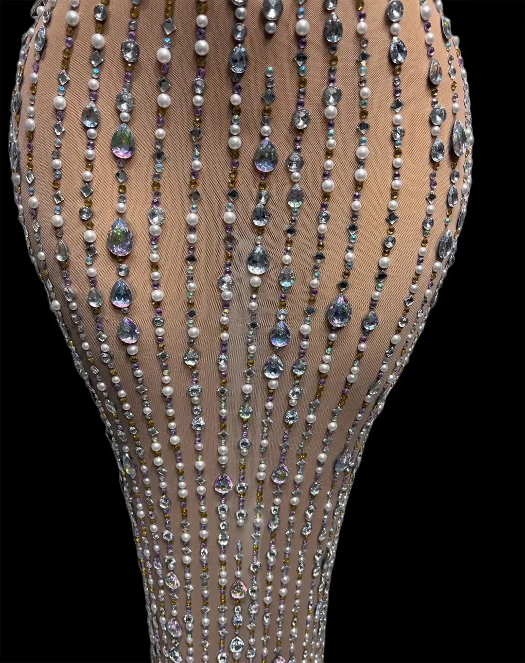 Черное большое женское Прозрачное платье из двух предметов костюм певицы наряд