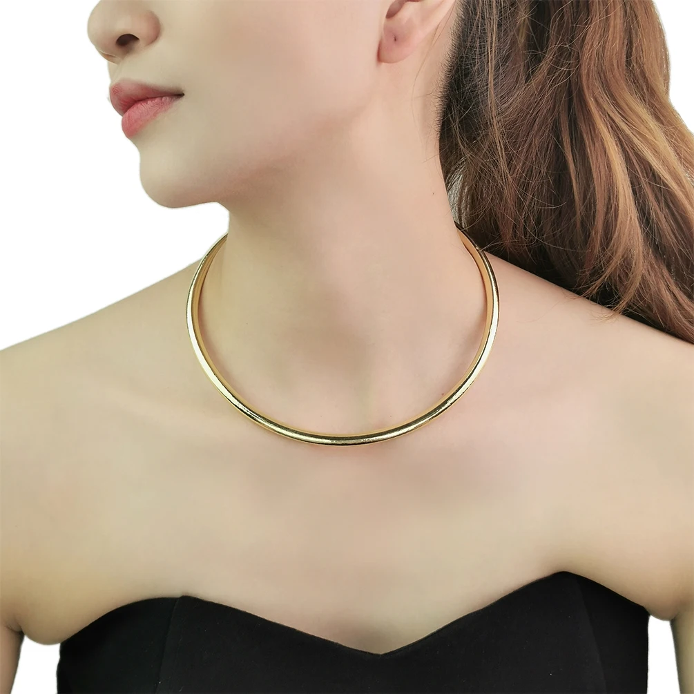 

Gold Color Solid Alloy Torques Choker Necklaces For Women Statement Metal Bib Collar Necklace Fashion Jewelry Party Gifts 2023