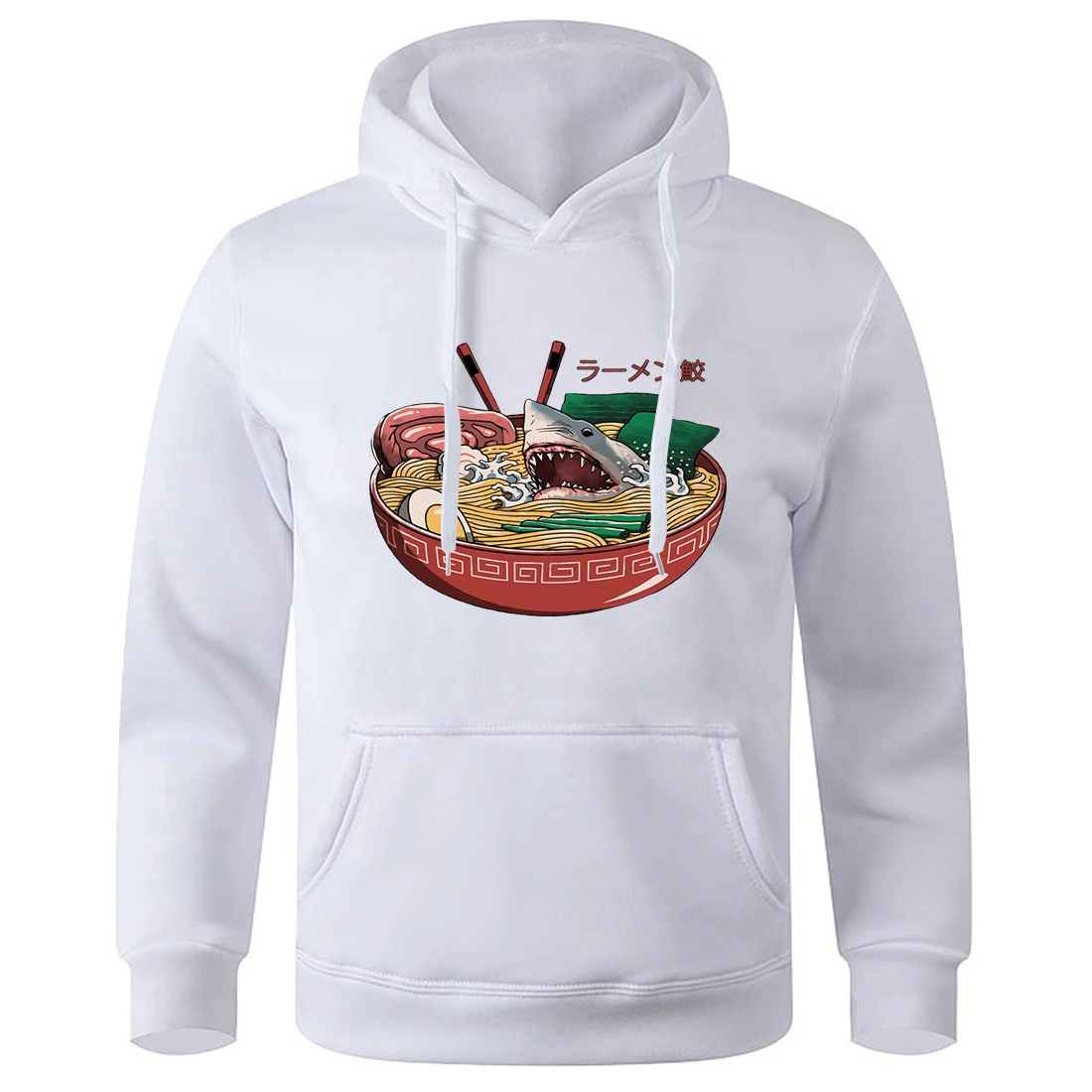 

Japanese Style Ramen Shark Carte Male Hooded Simple Oversized Hoody Sports Comfortable Pullover Autumn Aesthetic Mans Streetwear