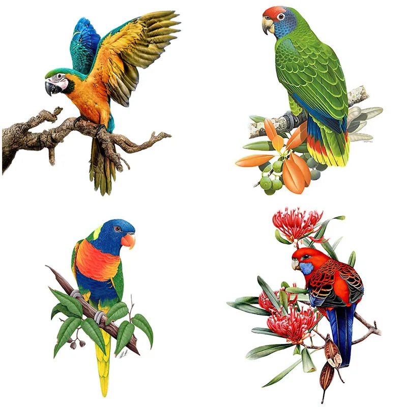 

Три Ratels QCF46 ручная роспись Наклейка на стену в виде попугая для украшения дома Наклейка на унитаз