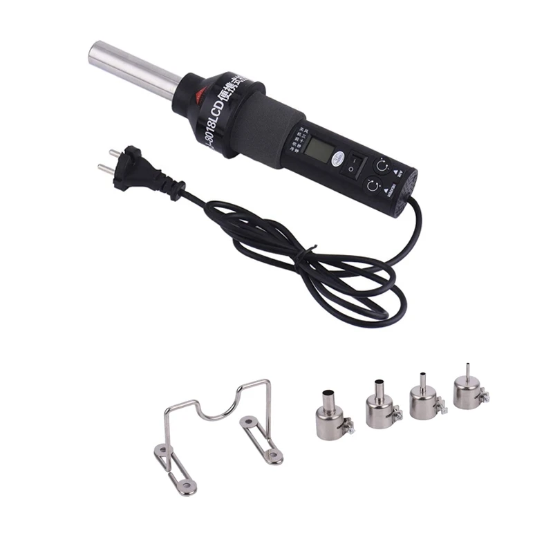 

Hot Air Blower Soldering Tools Adjustable Electronic Heat-Gun Heat-Shrink Sleeving With 4 Nozzle Kit EU Plug