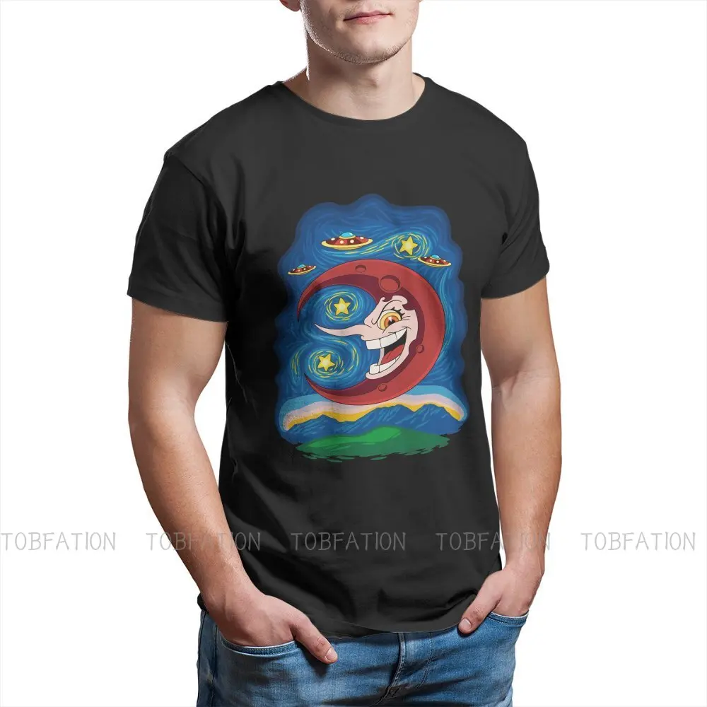 Hilda Berg Starry Night Men TShirt Cuphead Mugman Game O Neck Tops Fabric T Shirt Humor Top Quality Gift Idea |