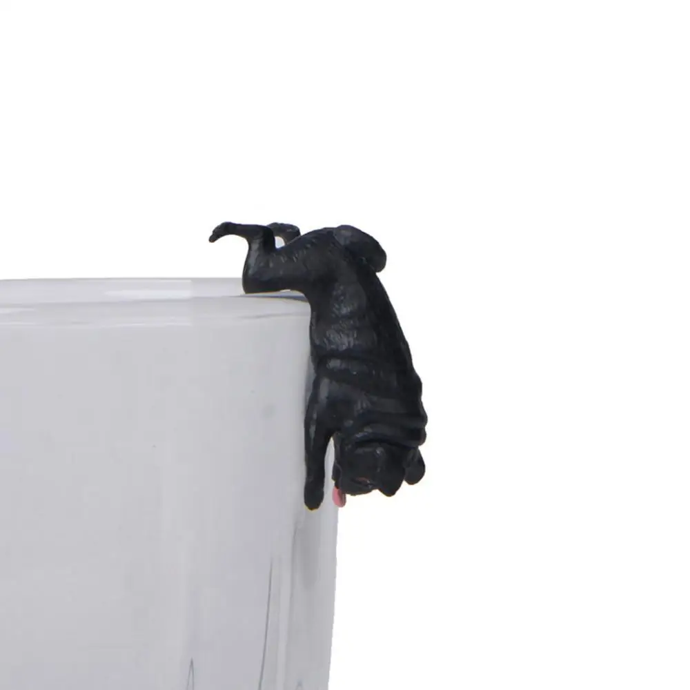 Мини-реалистичная фигурка собаки-мопса висящая на ободке чашки аксессуар для