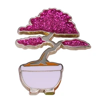 bonsai tree with beautiful flowers enamel pin wrap clothes lapel brooch fine badge fashion jewelry friend gift