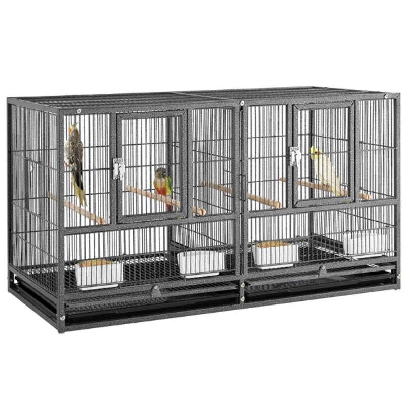 

18" H Stackable Divided Breeder Meatal Bird Cage for Small Birds, White