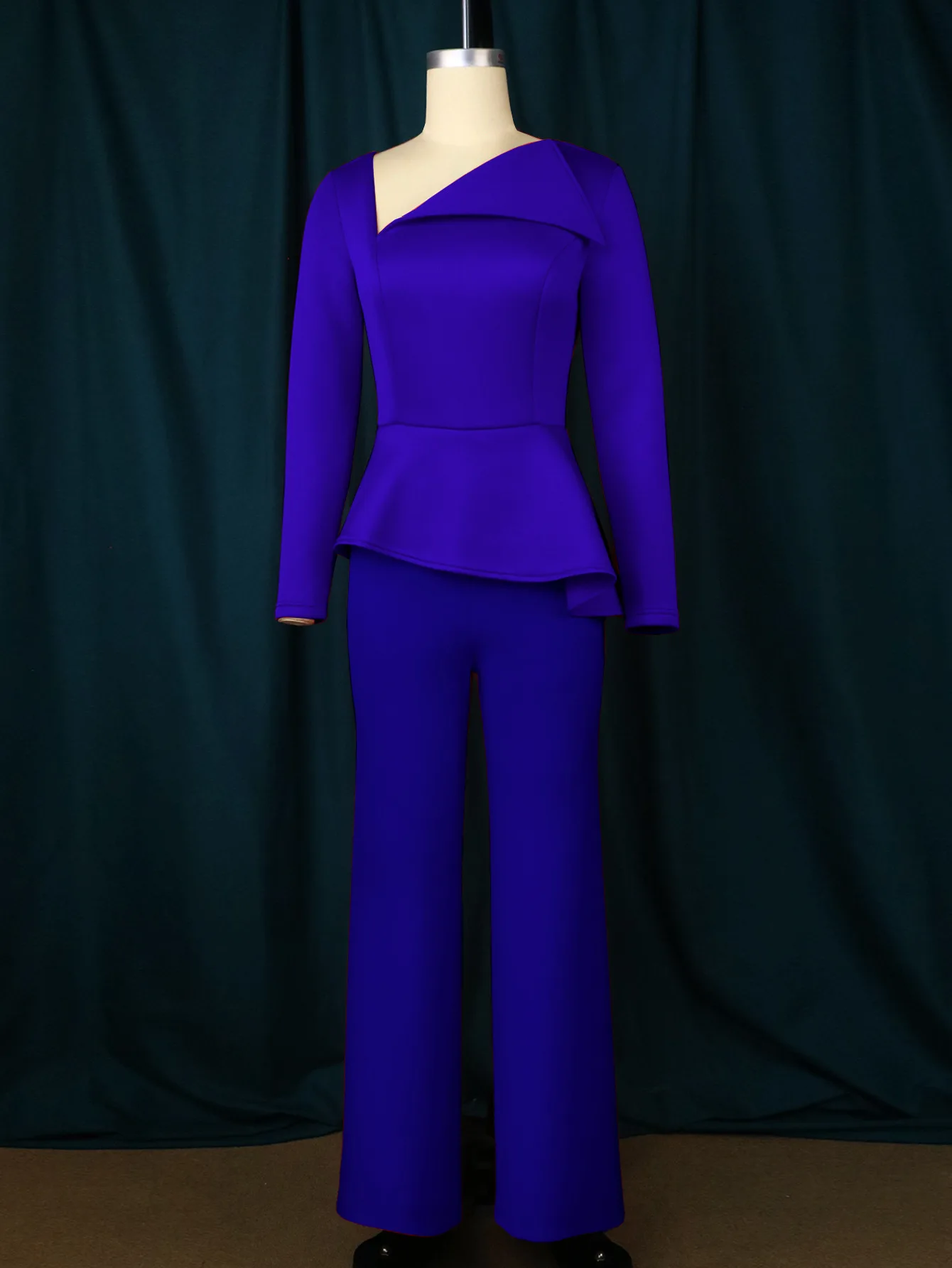 Plus Size Women Elegant Jumpsuit Formal Patchwork One Piece Outfit Lady Winter Designer Pants 2022 Fall Female Fashion Jumpsuit