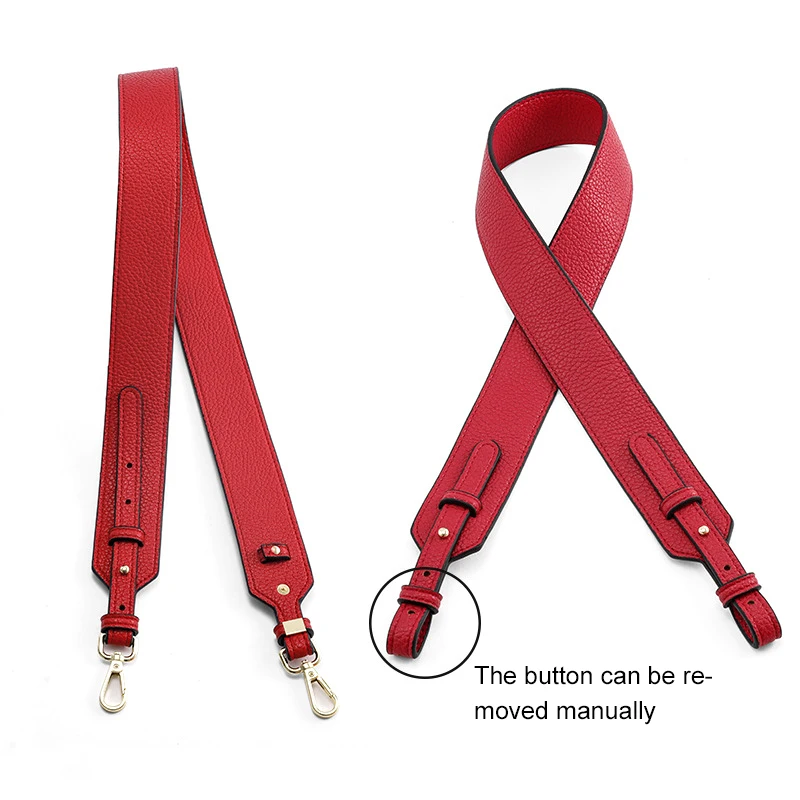 Woman PU Leather Wide Shoulder Strap Lychee Pattern Two Long Short Bucket Bag Strap Luxury Designer Replacement Bags Straps