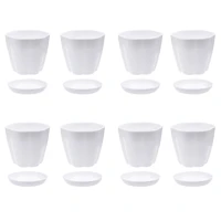 8 pack 6 3inch white plastic flower plant pots seedlings nursery pot planter with saucer pallet