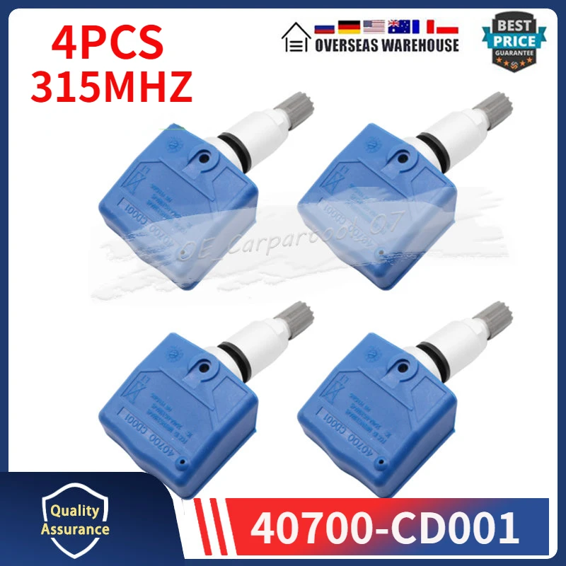 Датчик давления воздуха в шинах 40700-CD001 40700-1AA0D 4 шт. для Infiniti Fx G M Q45 Qx4 Nissan 350z 315 МГц TPMS датчик автомобильные аксессуары Датчик давления воздуха в шинах 40700-CD001 40700-1AA0D 4 шт. для Infiniti Fx G M Q45 Qx4 Nissan 350z 315 МГц TPMS датчик автомобильные аксессуары