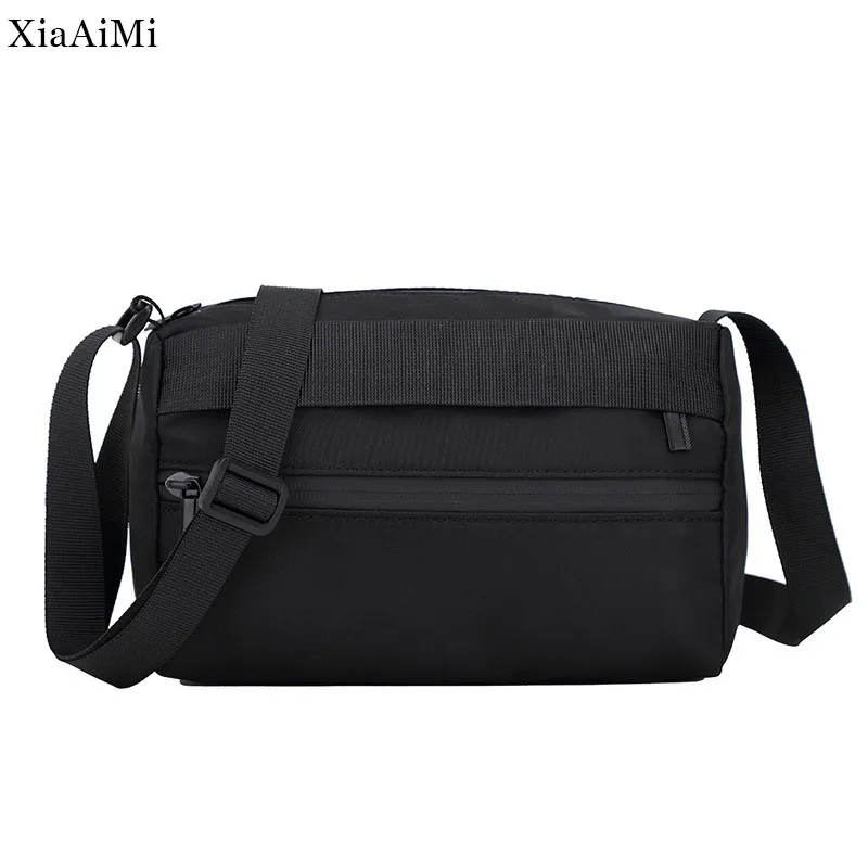 Men'S Shoulder Bag Black Oxford Bra Chain Messenger Bag Travel Casual Adjustable Straps Small Backpack