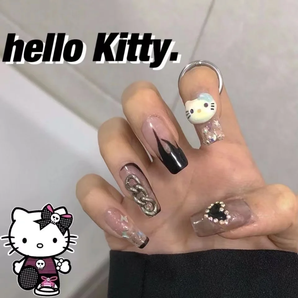 

Hellow Kittys аниме 3D Gils Diy Ручная работа патч для ногтей Helloktty Melody Kawaii наклейки на ногти аксессуары для макияжа безопасные подарки