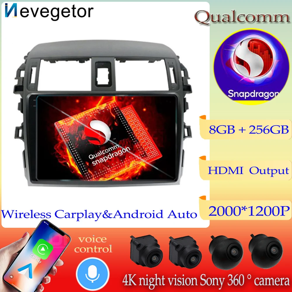 

Android13 Qualcomm For Toyota Corolla E140 E150 2006 -2013 Car Radio Multimedia Video Player GPS Navigation NO 2 Din DVD